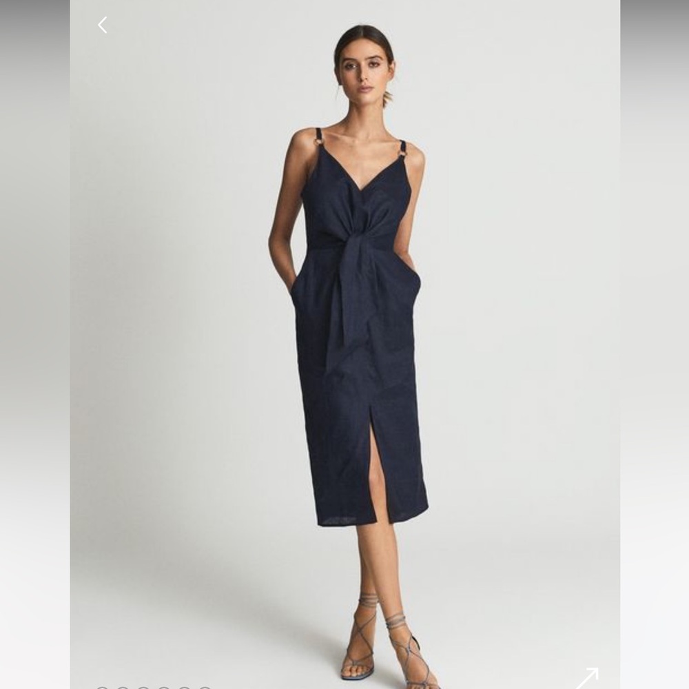 Reiss Navy Linen Dress Size 6